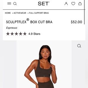 SET ACTIVE Sculptflex Box Cut Bra (Espresso) Size Small